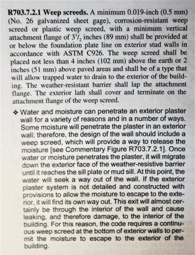 IRC Stucco Weep Screed Code Requirements JWK Inspections