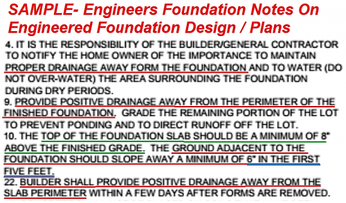 Sample Engineers Drainag Slope Requirrement away from foundation JWK Inspections