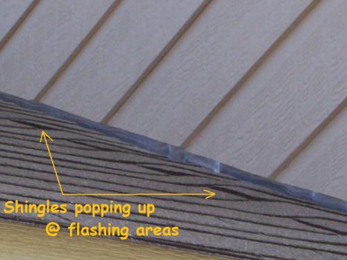 Shingles popping due to loose flashing