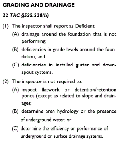 TREC SOP Grading & Drainage JWK Inspections